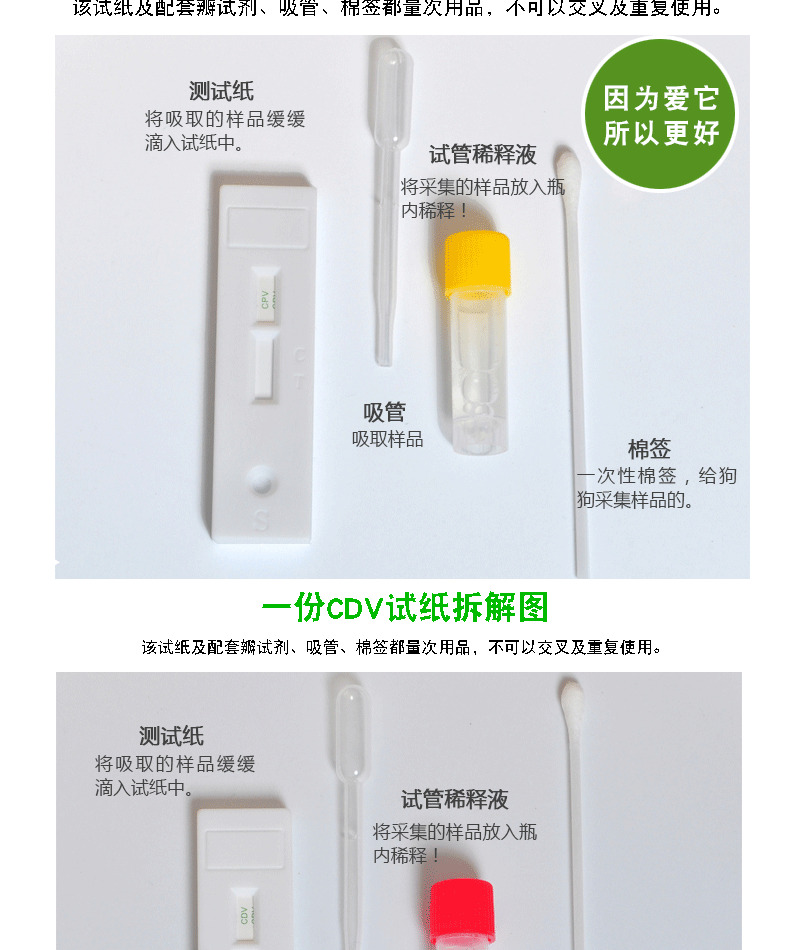 爵克官方直营犬细小病毒抗原测试纸宠物金毛泰迪试纸单支装