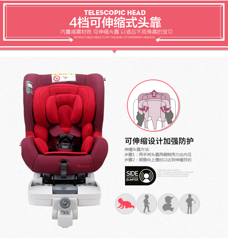 荷兰mama&bebe 曙光儿童安全座椅 双向安装isofix接口 婴儿安全座椅 映山红
