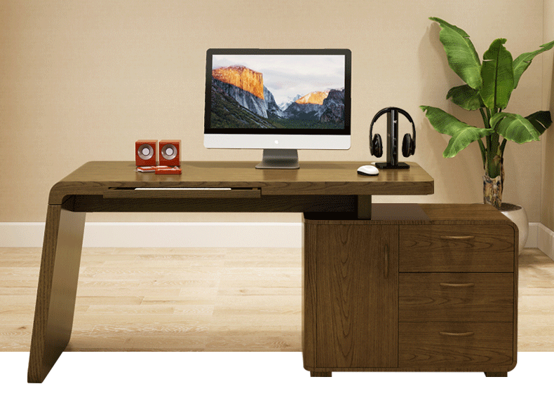 北欧实木电脑桌台式 家用多功能转角书桌简约办公桌单人写字台