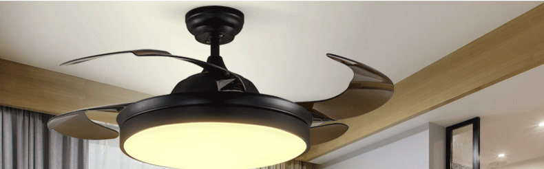 领王隐形风扇吊灯 吊扇灯客厅餐厅卧室电扇灯 现代简约led风扇灯 led