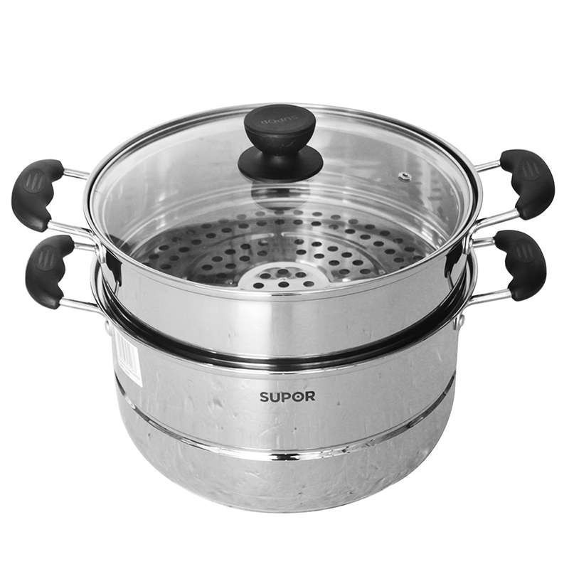 苏泊尔supor30cm304不锈钢汤蒸锅sz30c1双层复底蒸笼汤锅电磁炉燃气灶