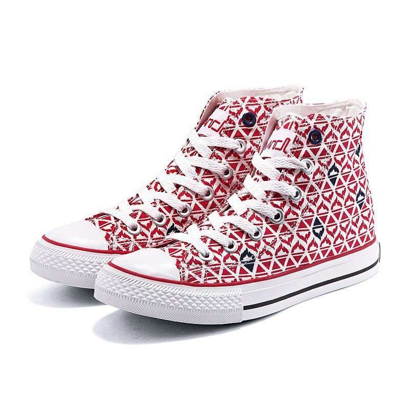 vancl凡客诚品 火炬图案女子高帮帆布鞋 白红色 37