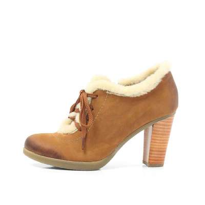 basto 百思图2012秋季棕色磨砂牛皮/杏羊毛女皮鞋tqu25d 39 (商品编号