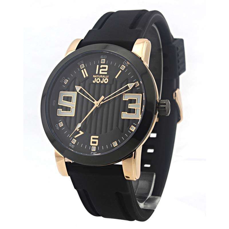 naturally jojo时尚休闲系列橡胶带50米防水运动男表jo96759-88f黑色