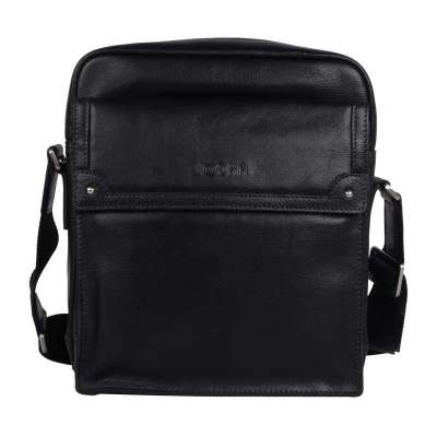 vodka马度加100%头层摔纹牛皮男士斜跨包 黑色vd2103a