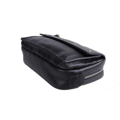 vodka马度加100%头层摔纹牛皮男士手拿包 黑色vd2105a