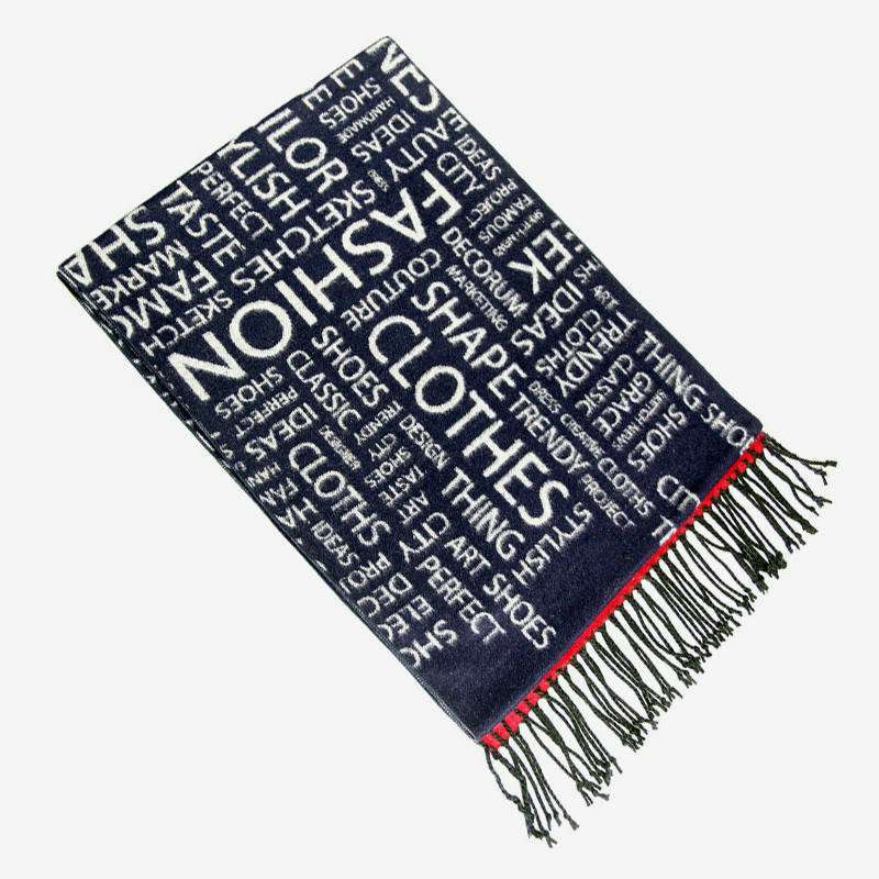 印刻inking100%真丝拉绒 格调大方 英文修饰围巾长巾 灰黑sf296