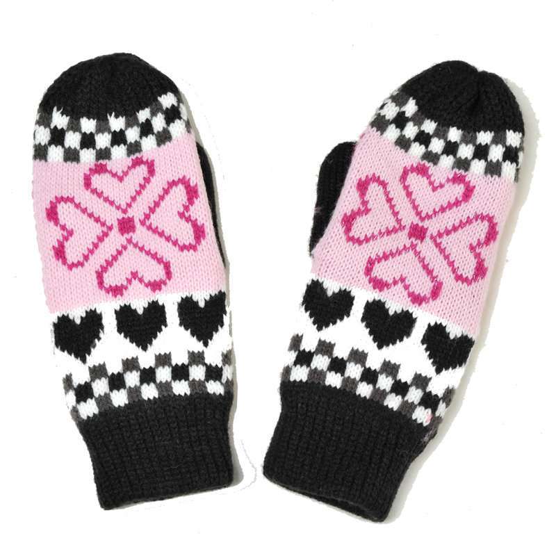 glovin 知品风格双格爱心一把抓加厚手套daas01204黑色9cm*23cm