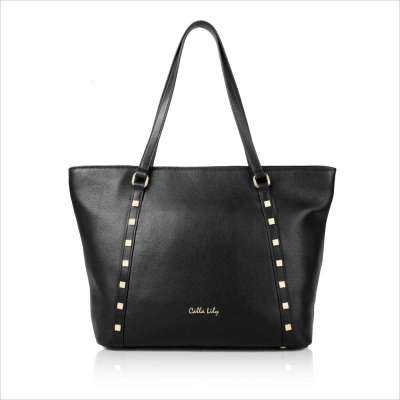 lily 新款 进口头层牛皮单肩包手提包铆钉潮包 欧美真皮女包 大包包