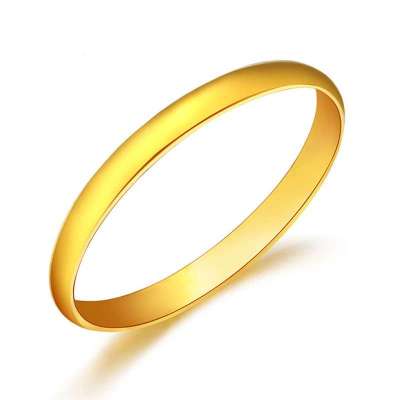 萃华金店 官方正品 黄金千足金戒指 光圈戒 情侣戒 1.42g(8号)