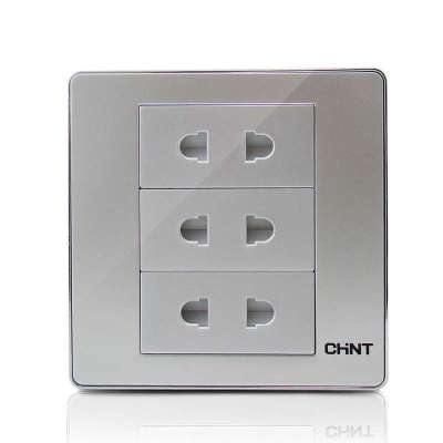 正泰电工 86型 new6-d106/s太空银 六孔插座面板