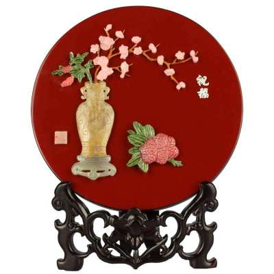工美 骨石镶嵌《祝福》台屏