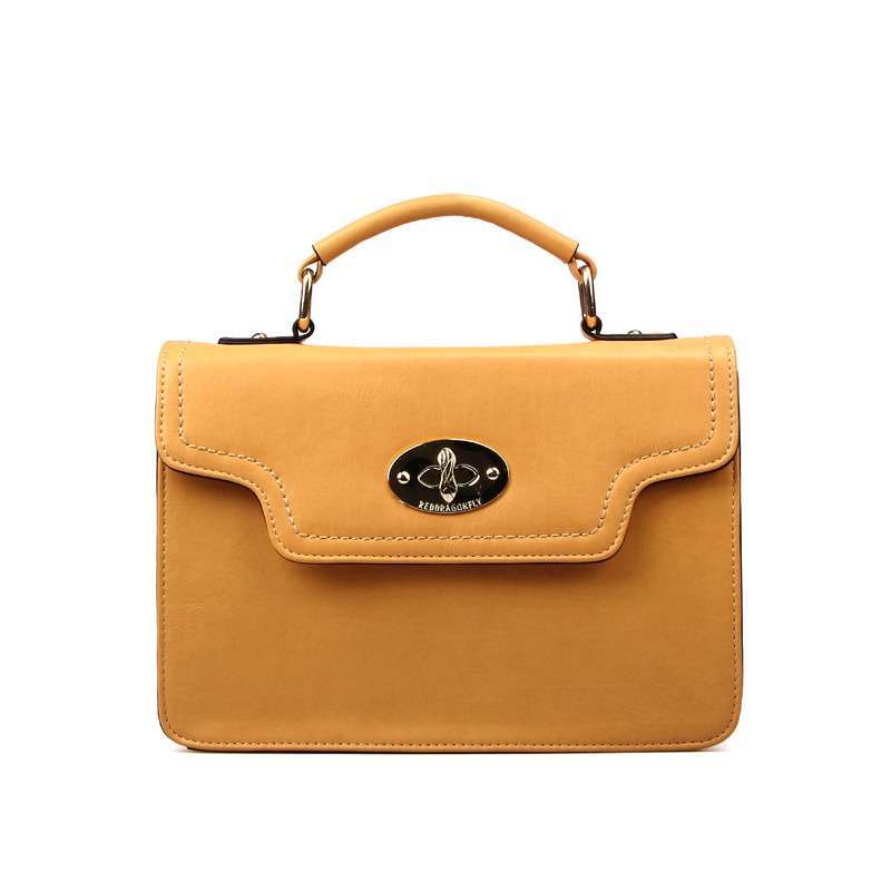 红蜻蜓裸色复古手提斜挎两用女包 巧克力色