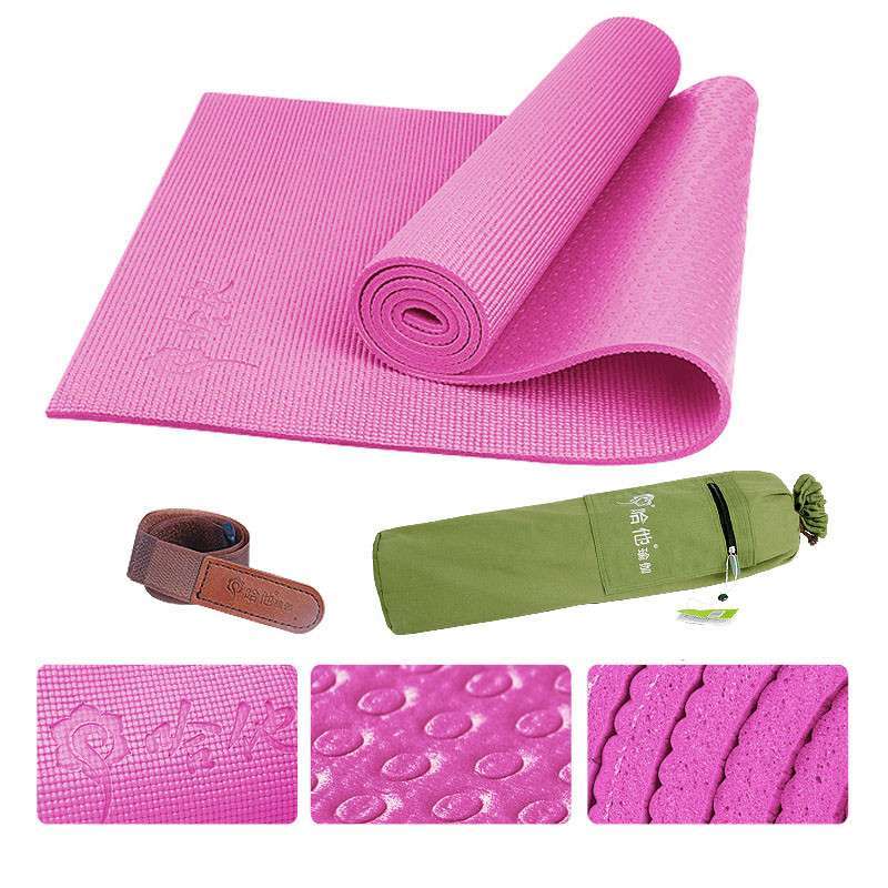 哈他yoga防滑瑜伽垫专业材质加厚8mm防潮健身垫 桃红 8mm