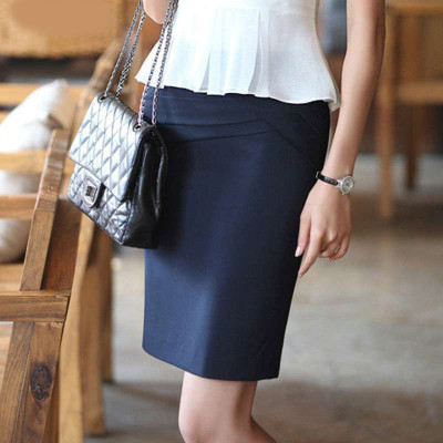 瑄妮薇 半身裙新款ol职业包臀裙中裙高腰一步裙女裙子配腰带有大码 m