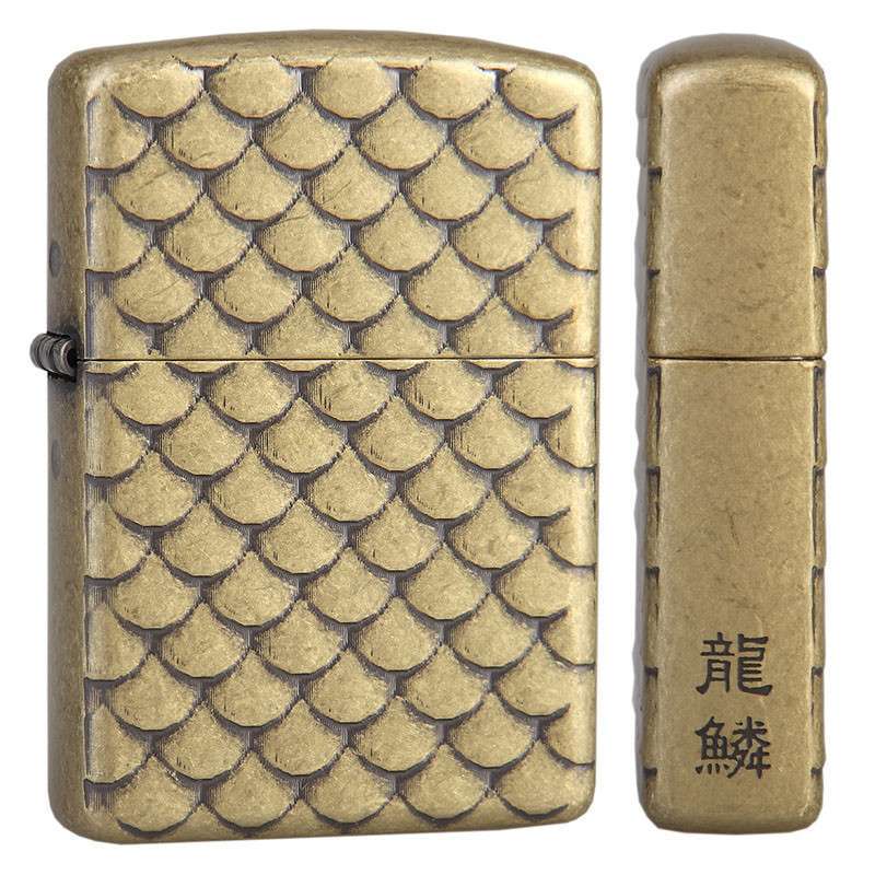 之宝zippo防风打火机 韩版仿古加厚盔甲三面加工护心龙鳞 仿古铜