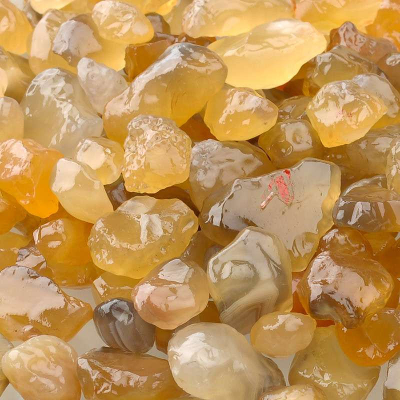 域石珍藏馆 新疆玛瑙哈密冰糖玛瑙原石颗粒呈黄色天然原石籽料自然
