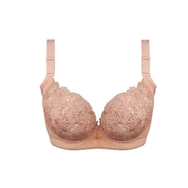 俏丹娜正品文胸 小胸mm最爱中厚杯丰满型调整式内衣 女纯色2259 驼色