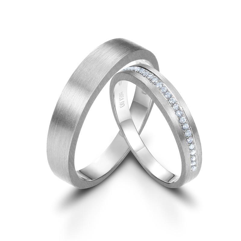 通灵珠宝(tesiro) 18k金钻石情侣对戒结婚戒指 岁月留痕系列a k白女15