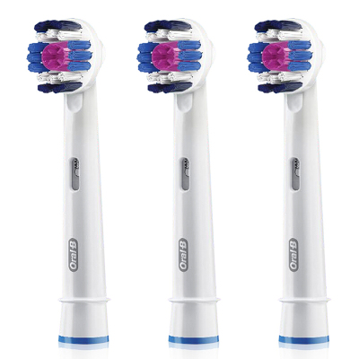 欧乐B（Oralb）电动牙刷头 3支装 美白型 适配成人2D/3D全部型号 EB18-3 德国进口