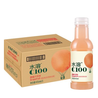 农夫山泉 水溶C100西柚味 复合果汁饮料445ml*15瓶 整箱装 鲜榨纯果汁