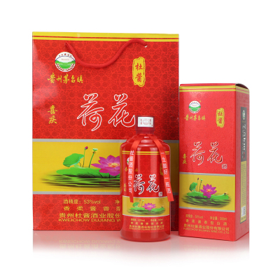 杜酱 红荷花酒 酱香型白酒 纯粮食高粱酒 500ml*1X6/箱