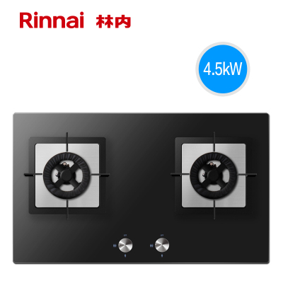 林内（Rinnai）RB-2E01M 4.5KW烈焰巨火 一级能效防爆钢化玻璃 全铜双眼灶嵌入式燃气灶（天然气）