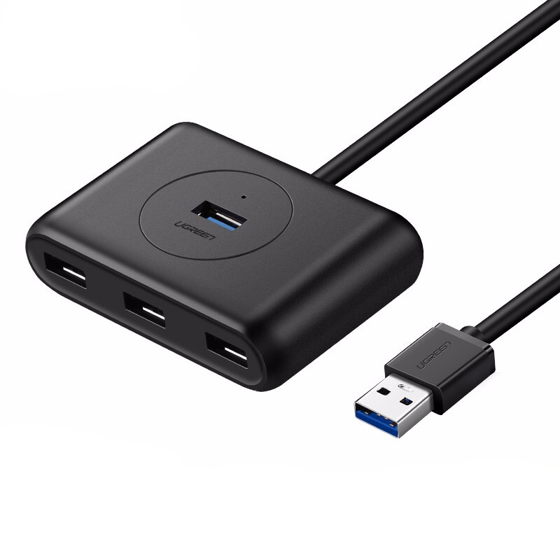 绿联 USB分线器 USB3.0高速扩展4口HUB集线器延长线 电脑笔记本一拖四带OTG 黑色 0.25米