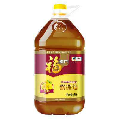 中粮福临门 非转基因 纯香菜压榨籽油5L/桶 风味三级菜籽油 食用油