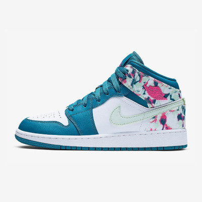 AirJordan1MIDAJ1乔1紫色小禁穿樱花粉小黑金脚趾中帮男女情侣篮球鞋5