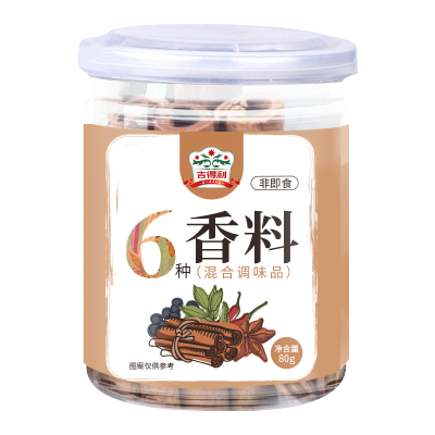 吉得利 混合香辛料 6种调味品混合80g（桂皮、八角、花椒、肉蔻、干辣椒、香叶）