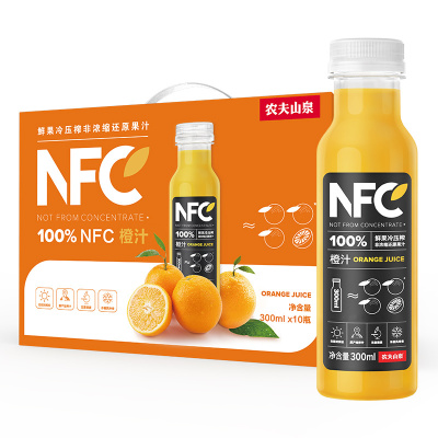 农夫山泉100%NFC橙汁300ml*10礼盒分享装