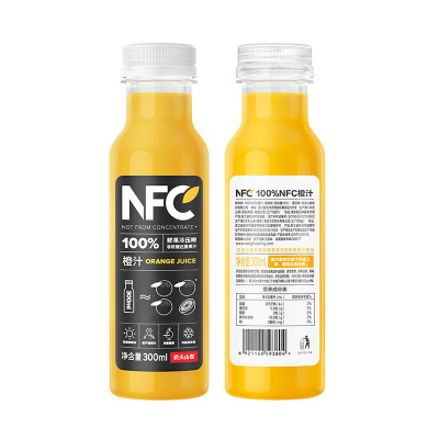 农夫山泉100%NFC橙汁300ml*24瓶整箱