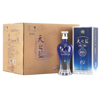 洋河 蓝色经典 天之蓝52度520ml*6瓶 整箱装 蓝色经典旗舰版 绵柔型白酒