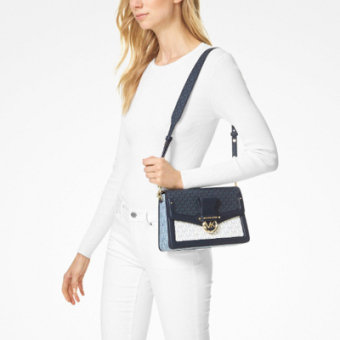 MK Jessie 2020新款中号翻盖老花单肩斜挎包女包