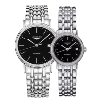 浪琴{longines)瑰丽系列情侣对表 钢带自动机械男士女士手表l4.921.4.