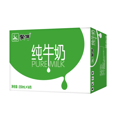 蒙牛(MENGNIU) 纯牛奶 PURE MILK 250ml*16 礼盒装（新老包装，随机发货）