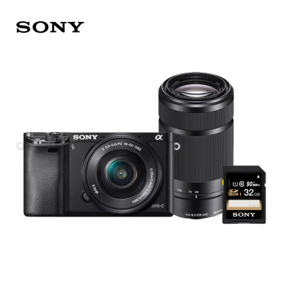 索尼(SONY) α6000双镜头促销套装ILCE-6000LBC（SEL1650+SEL55210/BQ ） 黑色