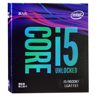 Intel/英特尔 酷睿i5-9600kF盒装处理器 6核6线程1151针脚电脑CPU