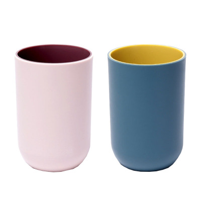 山竹乌创意漱口杯子 便携牙刷杯家用磨砂情侣简约牙缸杯刷牙杯洗漱杯—双色粉紫