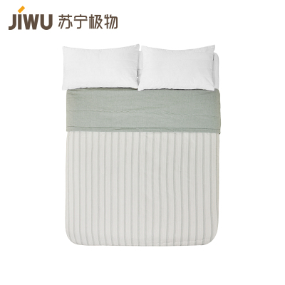 苏宁极物全棉色织清新绿薄被