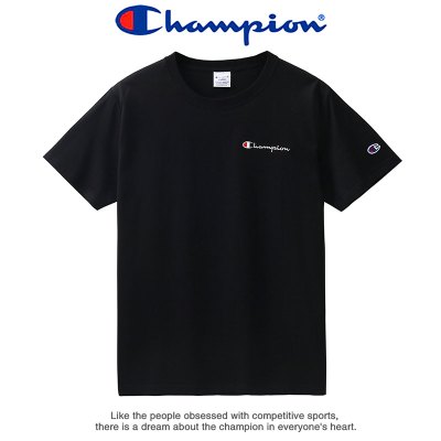 Champion 冠军夏季潮流圆领短袖运动T恤男士小标刺绣Logo情侣百搭打底衫