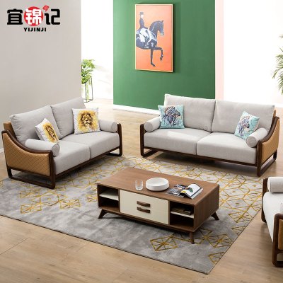 宜锦记(YIJINJI)皮质沙发组合UB1726M咖啡色