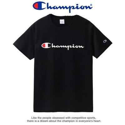 Champion 冠军夏季纯棉小标刺绣百搭街头圆领短袖男士运动T恤衫 C3-H359