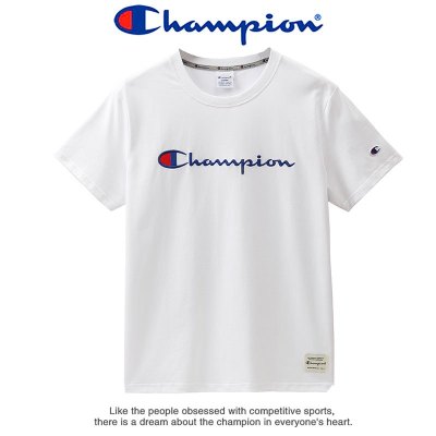 Champion 冠军夏季刺绣圆领套头男士短袖T恤情侣休闲运动T恤女潮 C8-A204