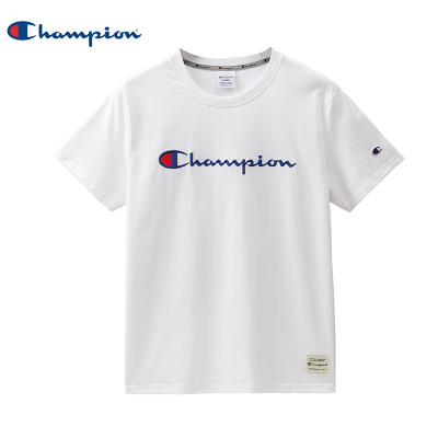 Champion 冠军情侣款夏季男士经典草写LOGO圆领短袖运动T恤男女