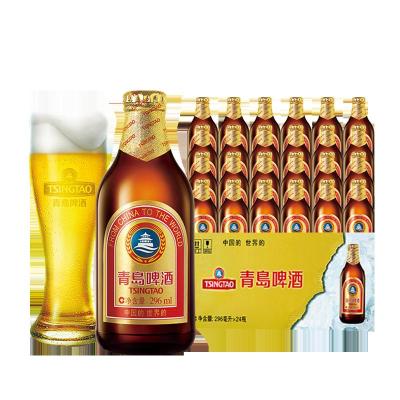 青岛啤酒(TSINGTAO)小棕金（11度）296ml*24瓶 国产啤酒 整箱(新老包装交替发货）