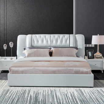 双虎家私 皮床双人床现代简约软床1.8米经济型卧室床大床rc15