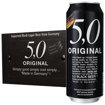 德国原装进口 5.0 ORIGINAL 黑啤酒 500ml*24整箱装