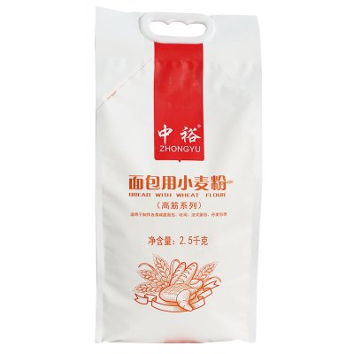 中裕(ZHONGYU)面包用小麦粉2.5kg拉丝烘焙原料 披萨粉高筋烘焙面粉面包粉面包机专用中裕出品